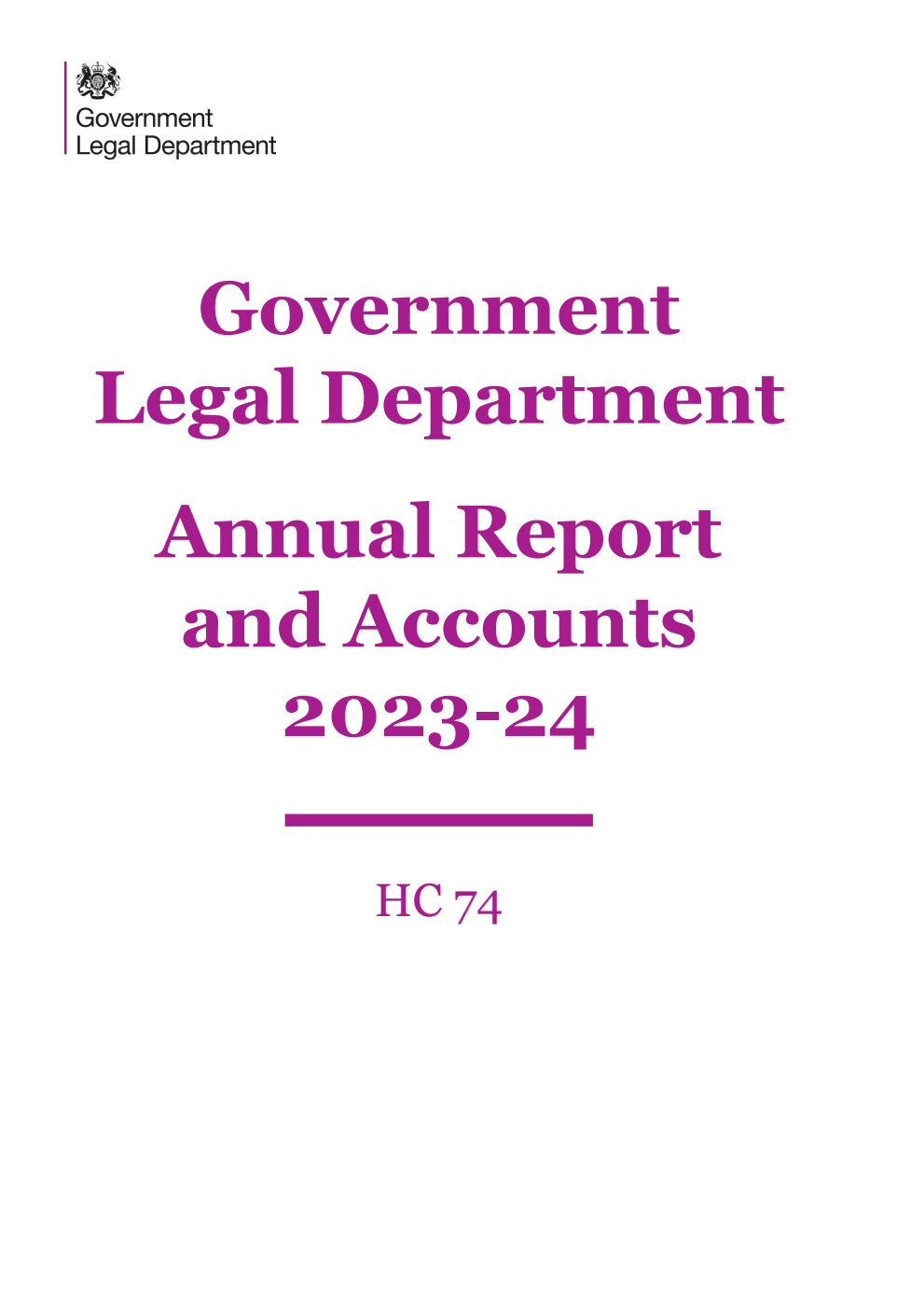 Government Legal Department Annual Report and Accounts 2023-24 for the year ended 31 March 2024