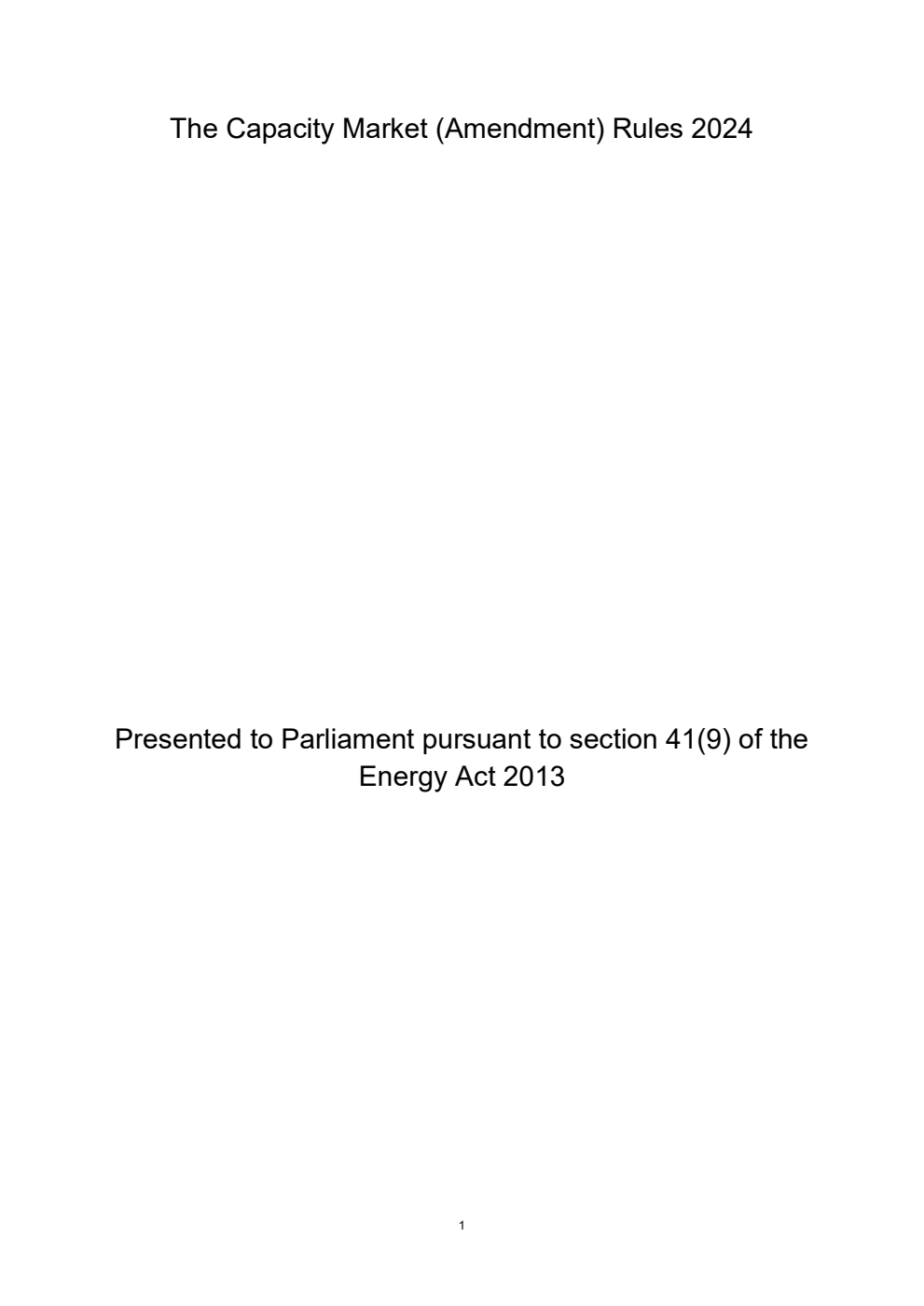 The Capacity Market (Amendment) Rules 2024