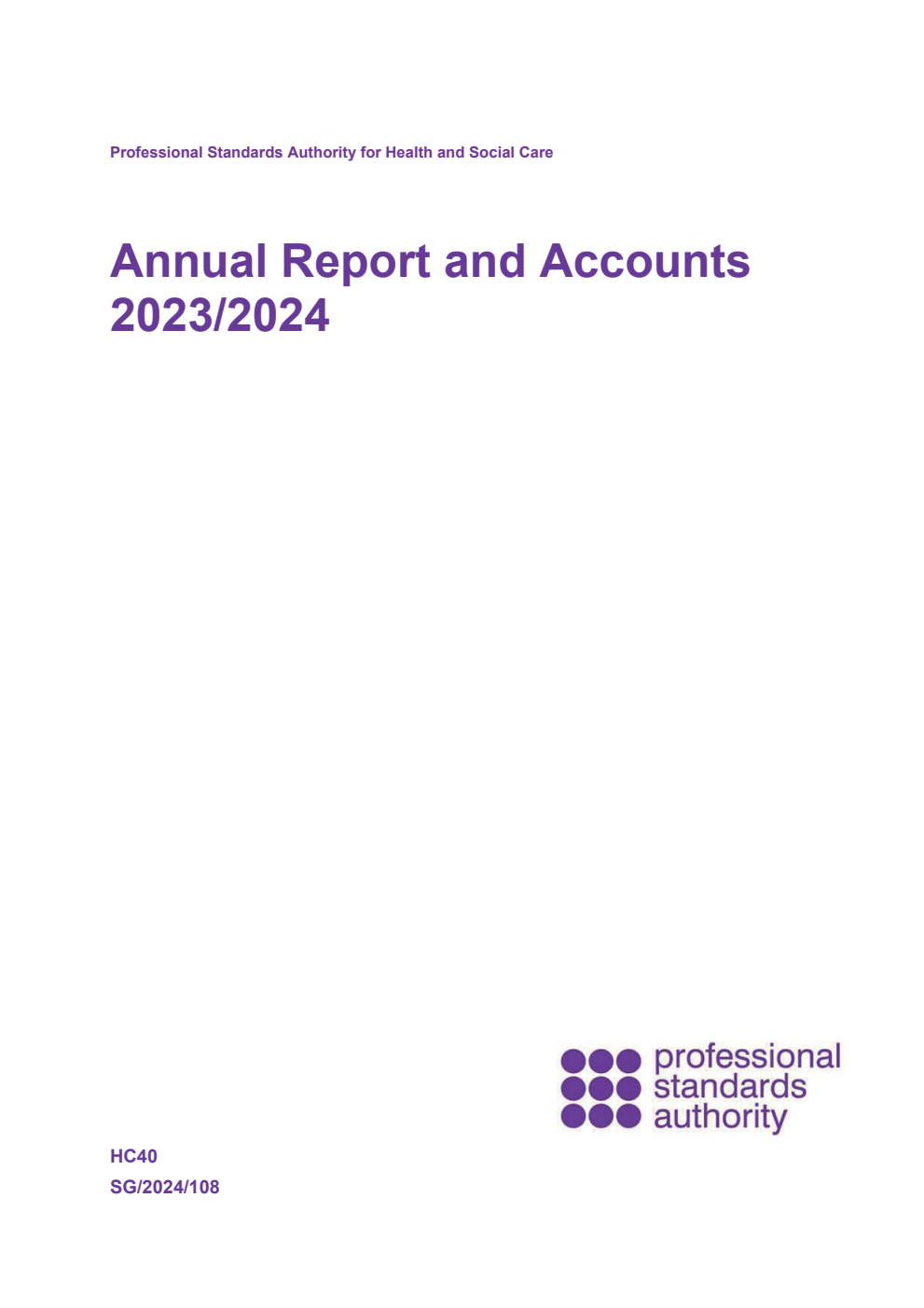 Professional Standards Authority for Health and Social Care Annual Report and Accounts 2023/2024