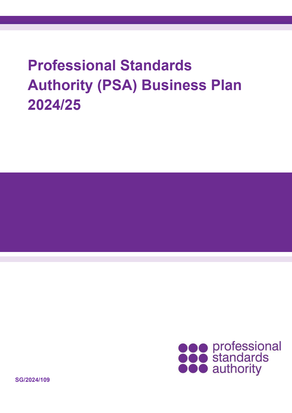 Professional Standards Authority for Health and Social Care Business Plan 2024/25