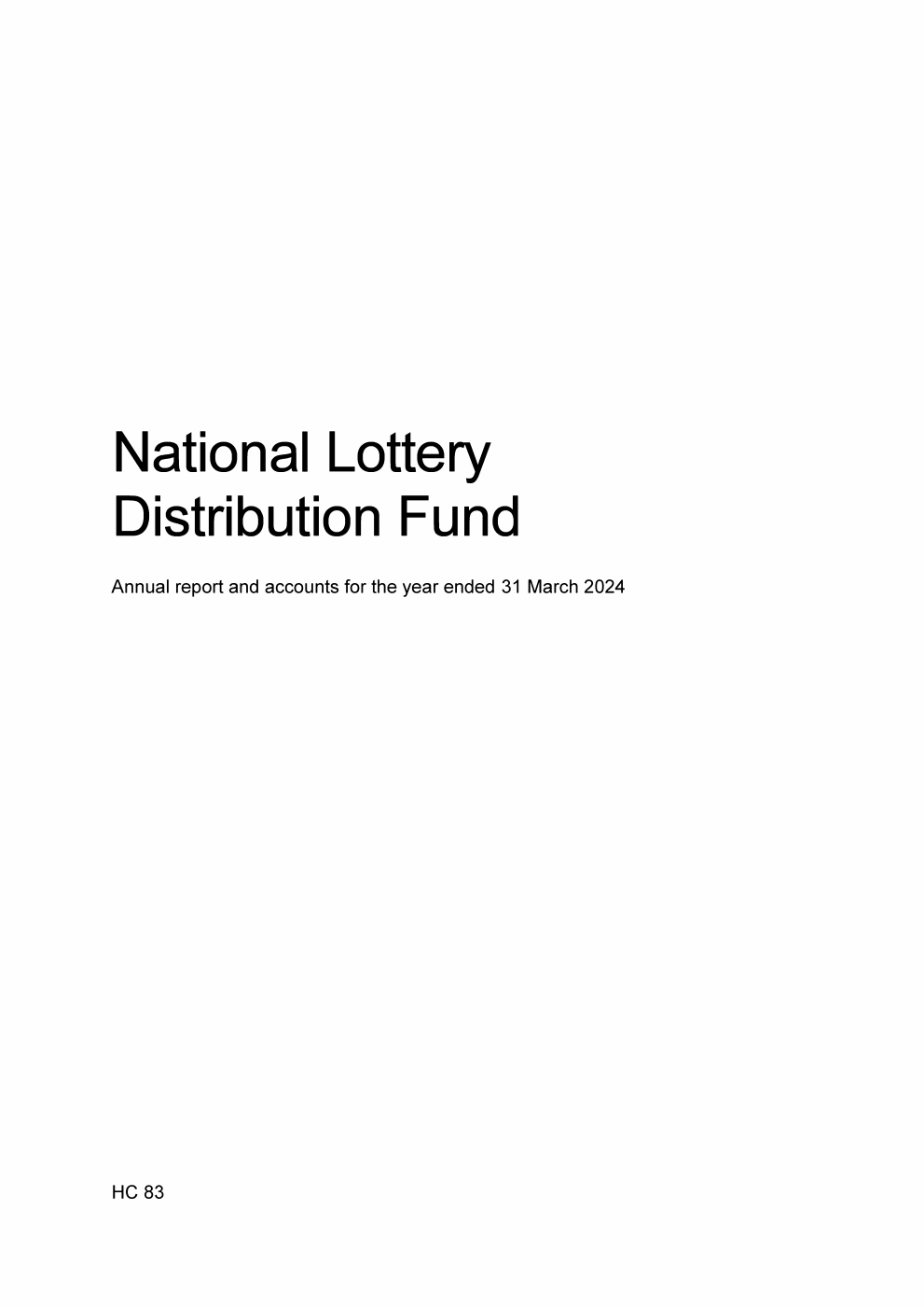 National Lottery Distribution Fund Annual report and accounts for the year ended 31 March 2024