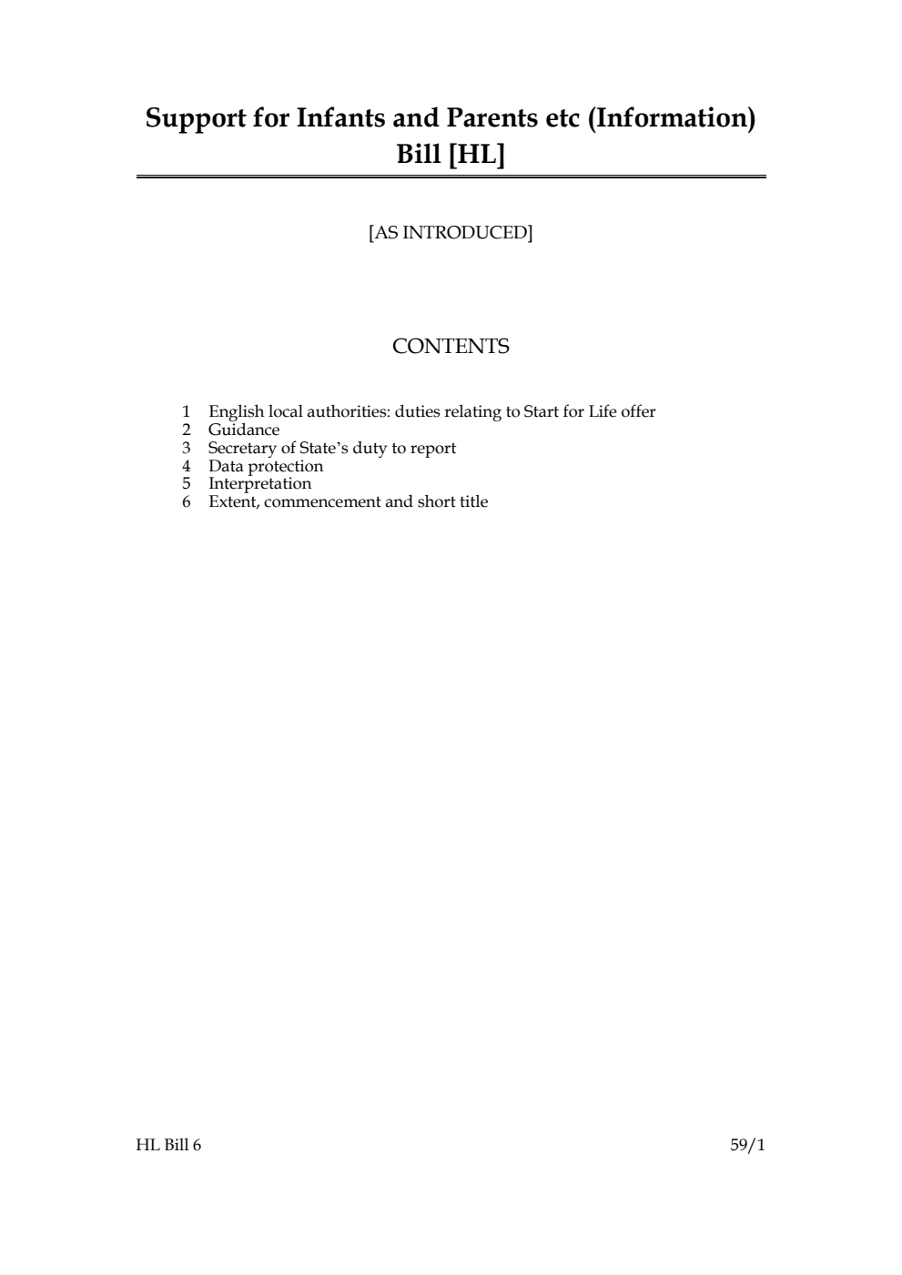 Support for Infants and Parents etc (Information) Bill