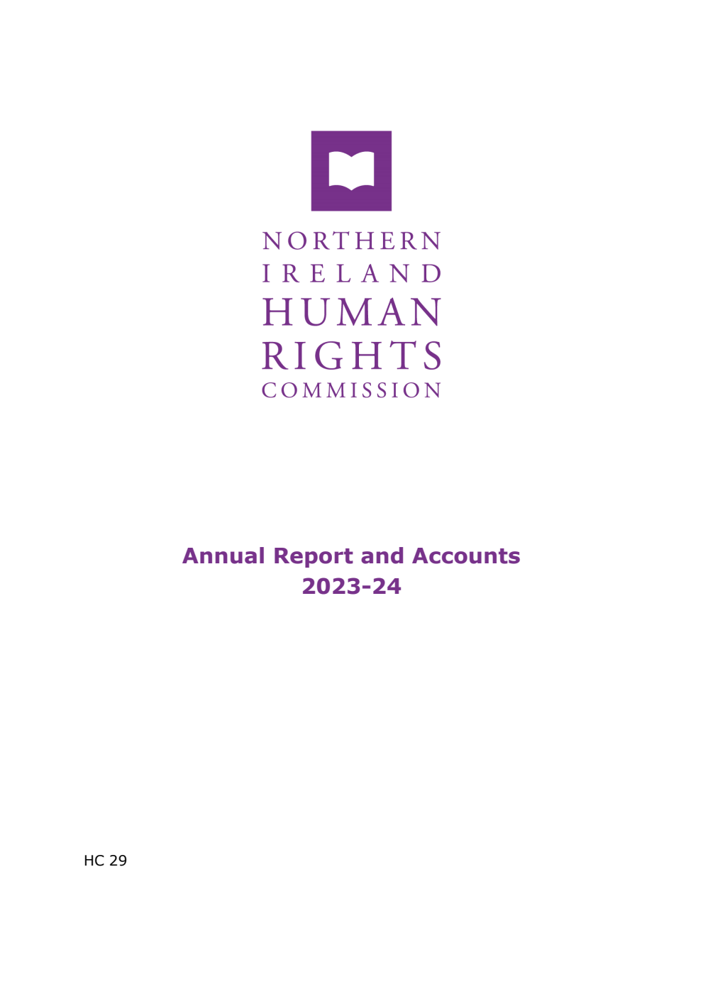 Northern Ireland Human Rights Commission Annual Report and Accounts 2023-2024 for the period 1 April 2023 to 31 March 2024