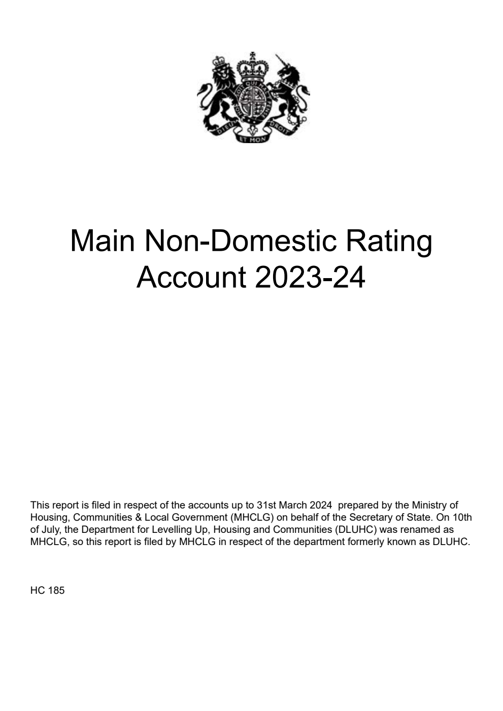 Main Non-Domestic Rating Account 2023-24