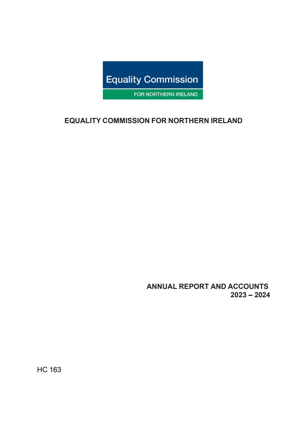 Equality Commission for Northern Ireland Annual Report and Accounts 2023-2024 for the year ended 31 March 2024