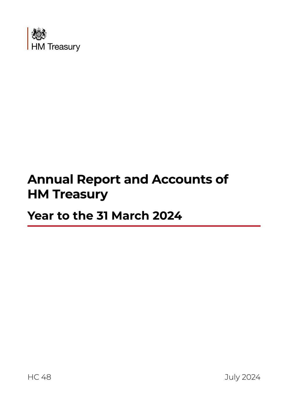 Annual Report and Accounts of HM Treasury Year to the 31 March 2024