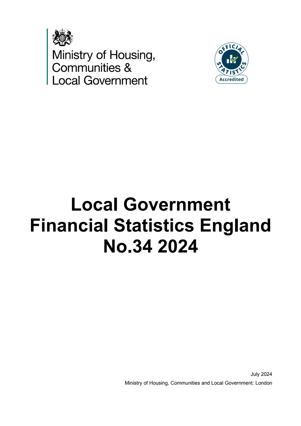 Local Government Financial Statistics England No. 34 2024