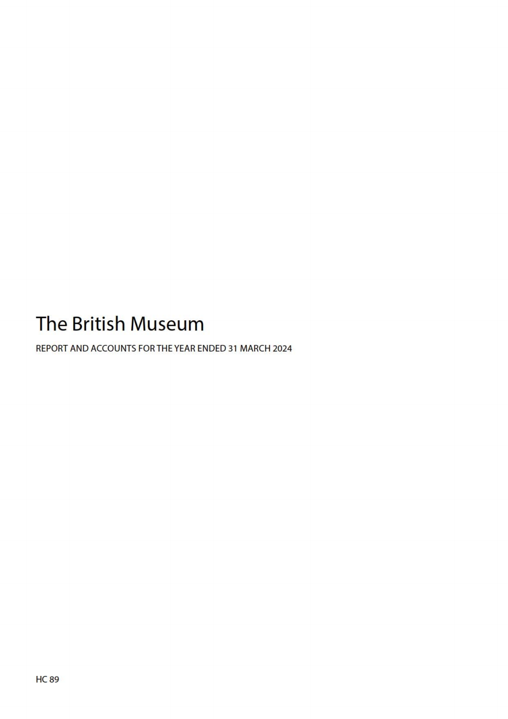 The British Museum Report and Accounts for the year ended 31 March 2024