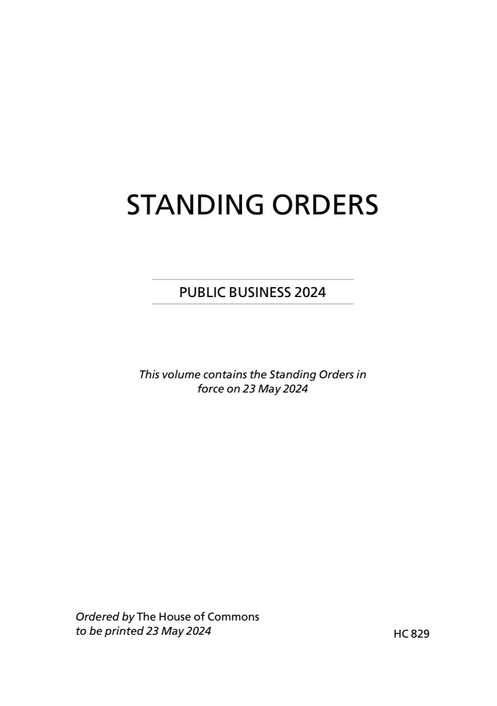 Standing Orders of the House of Commons: Public Business 2024