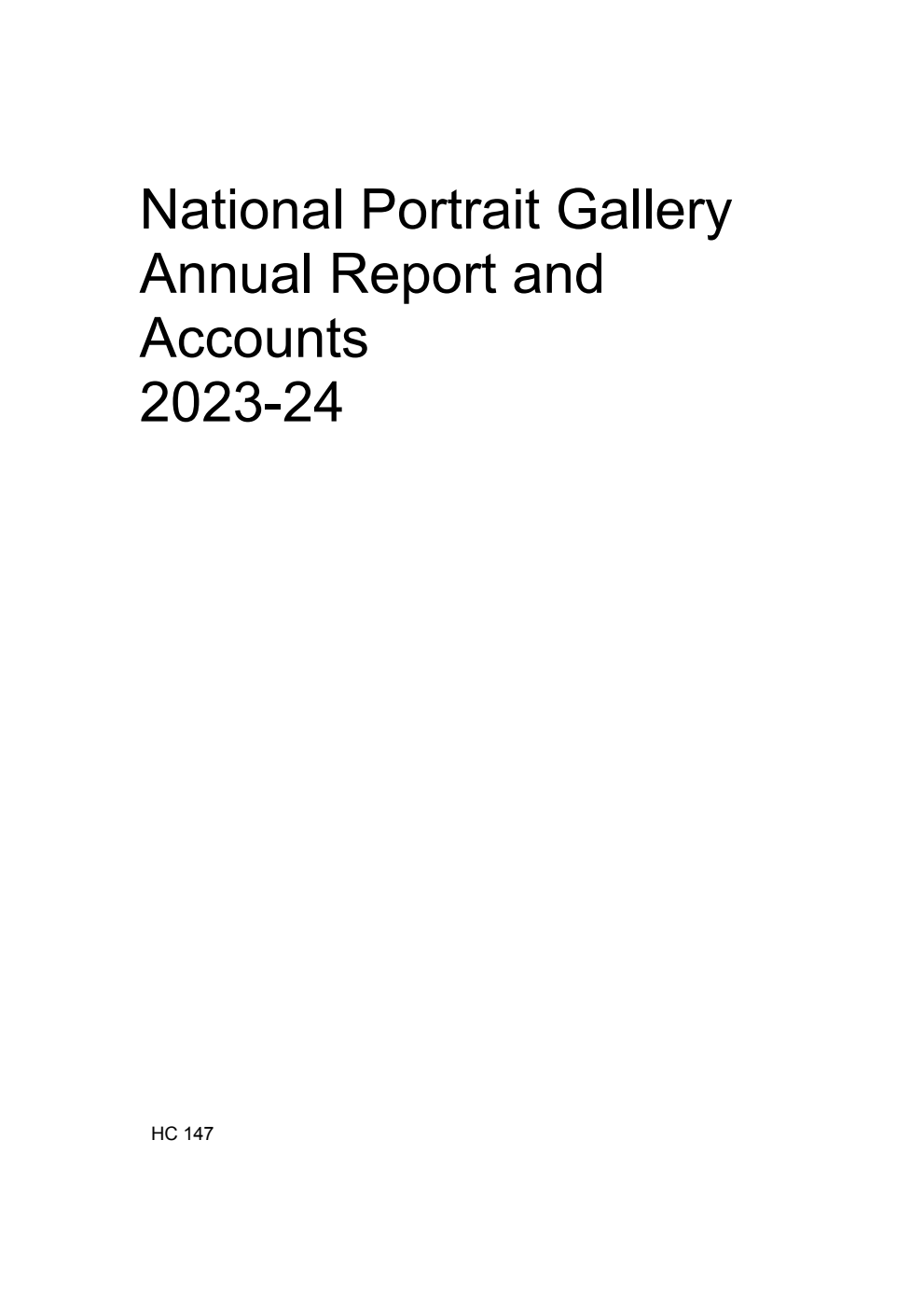 National Portrait Gallery Annual Report and Accounts 2023-24