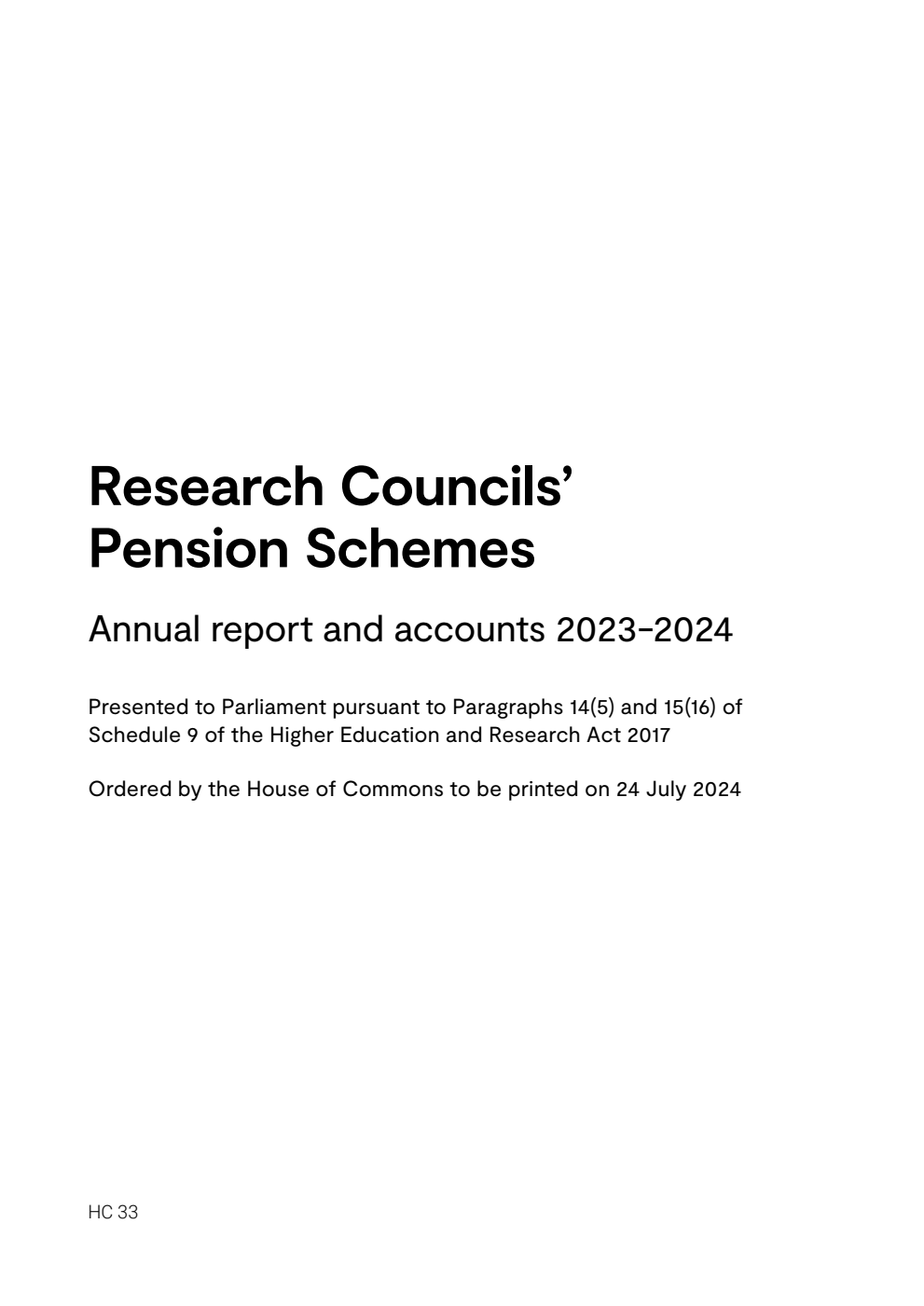 Research Councils' Pension Schemes Annual report and accounts 2023-2024