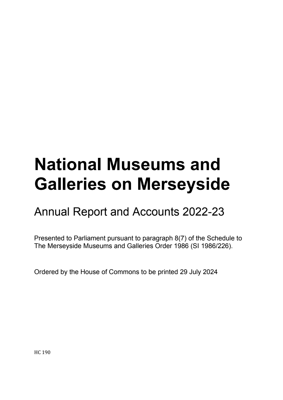 National Museums and Galleries on Merseyside Annual report and accounts 2022-23