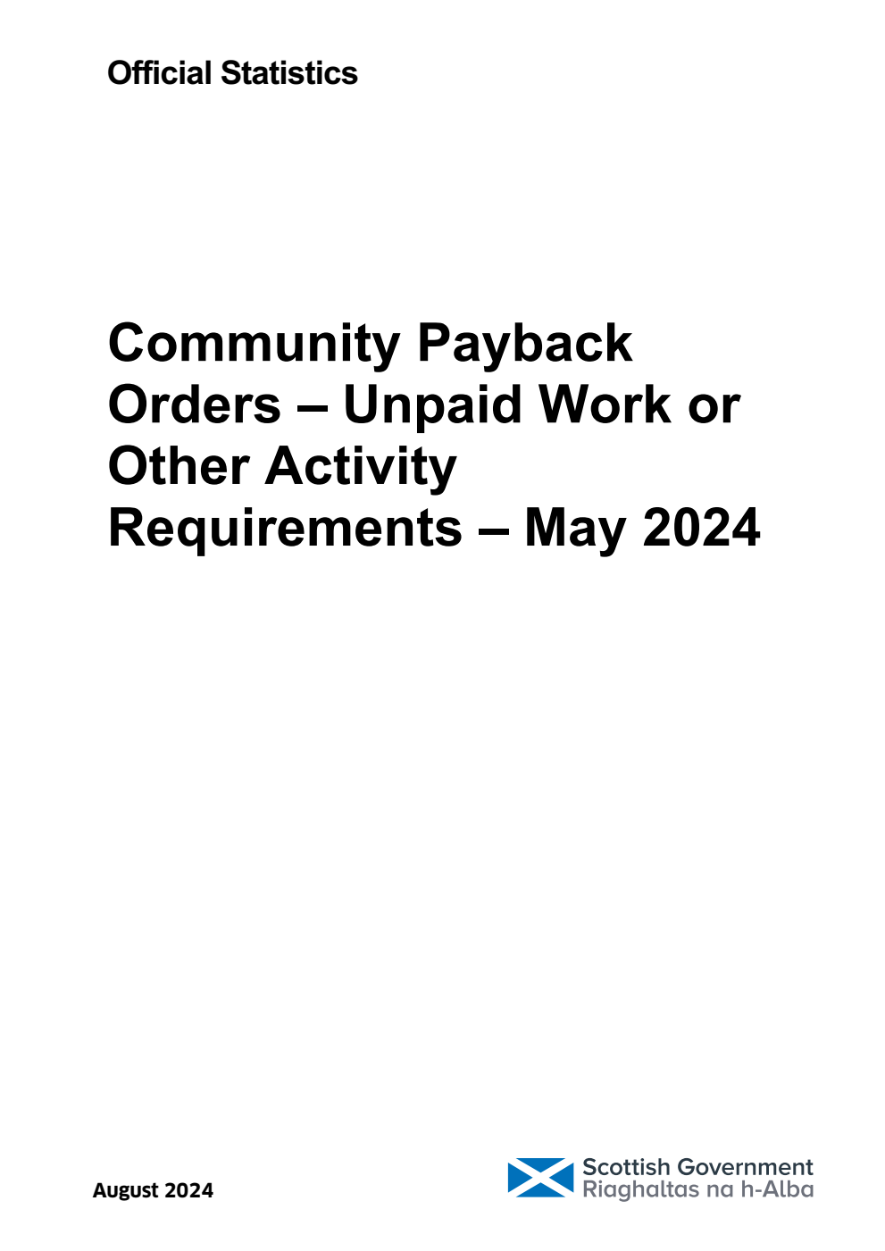 Community Payback Orders – Unpaid Work or Other Activity Requirements – May 2024