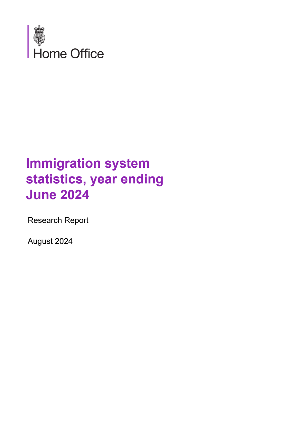 Home Office Research Report Immigration system statistics year ending June 2024