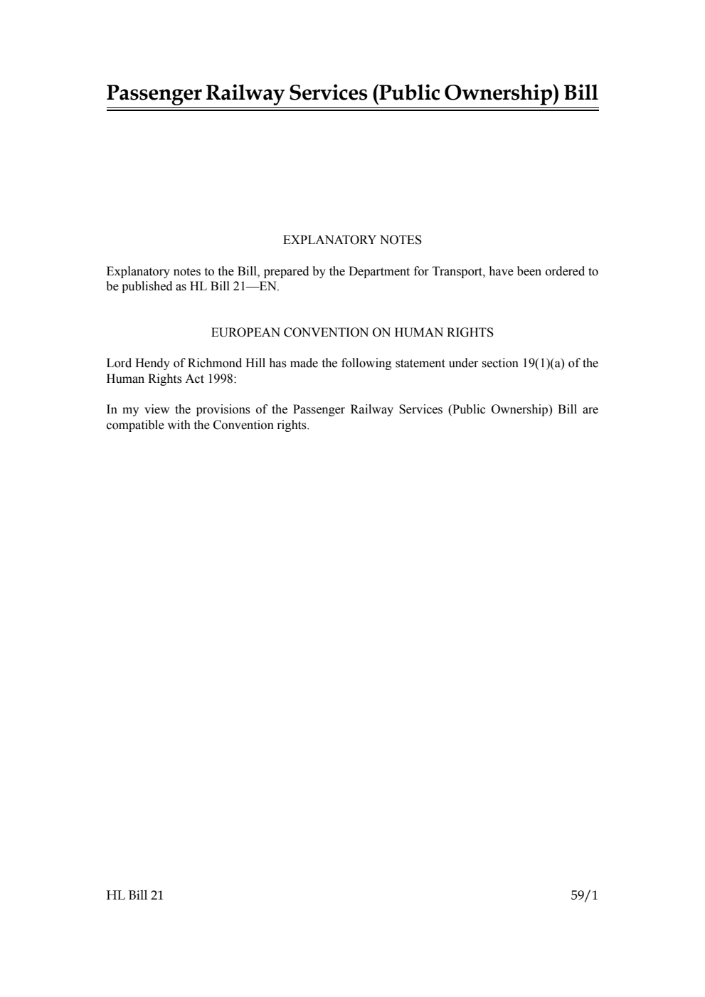 Passenger Railway Services (Public Ownership) Bill