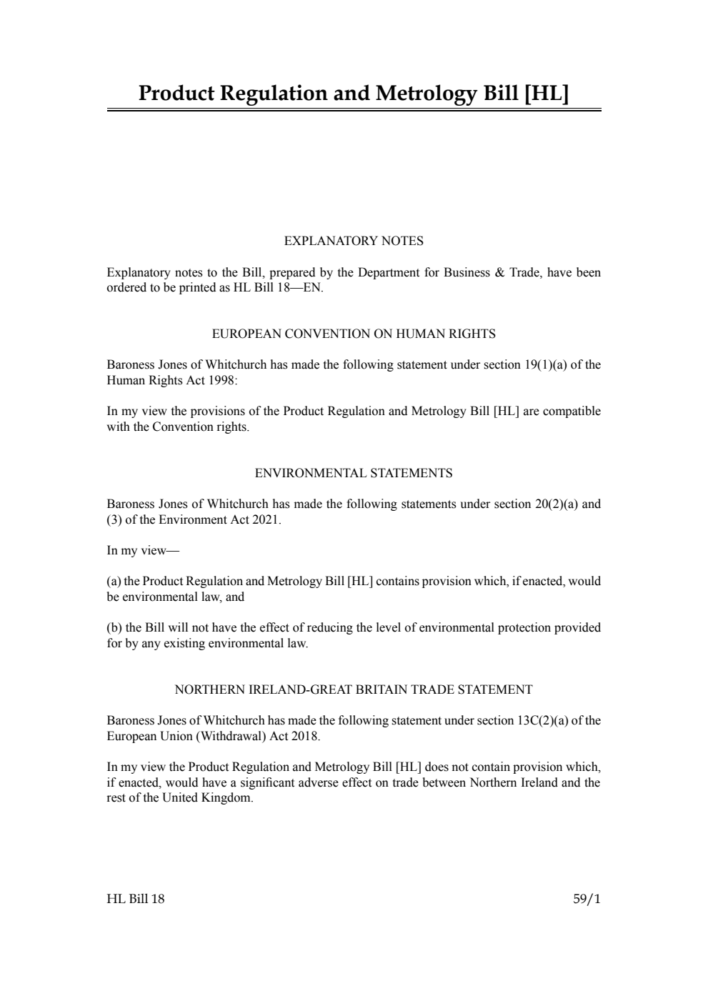 Product Regulation and Metrology Bill
