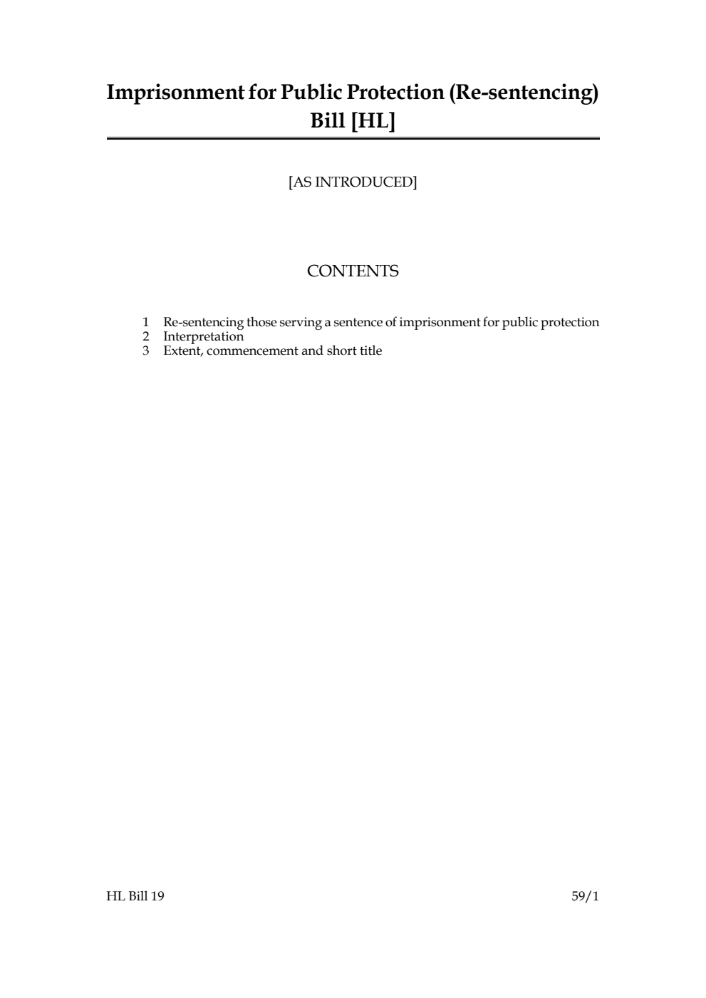 Imprisonment for Public Protection (Re-sentencing) Bill