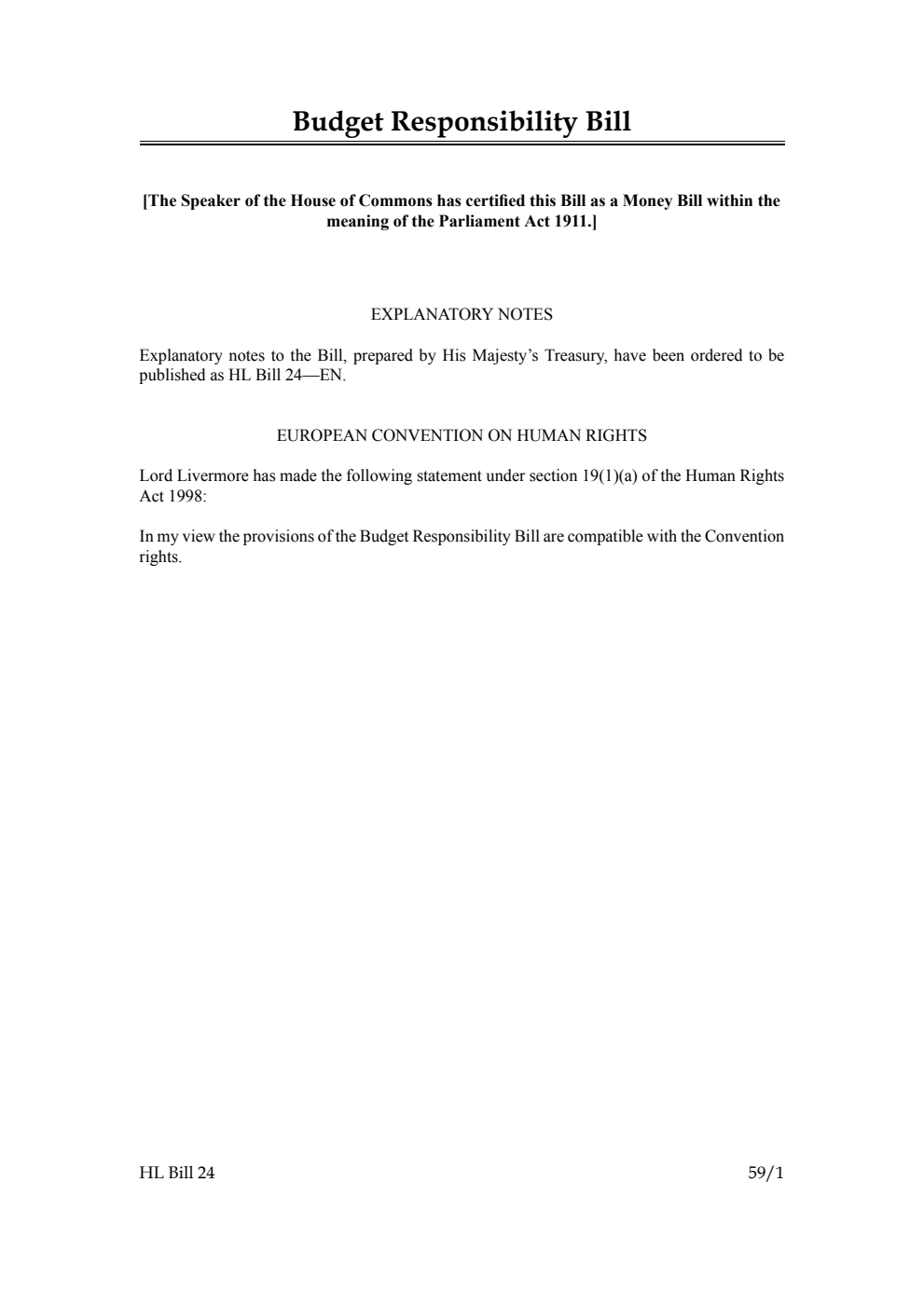 Budget Responsibility Bill