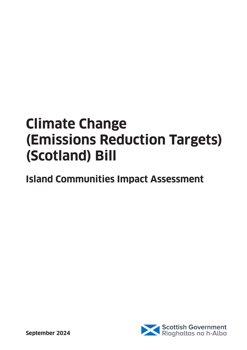 Climate Change (Emissions Reduction Targets) (Scotland) Bill - Island Communities Impact Assessment