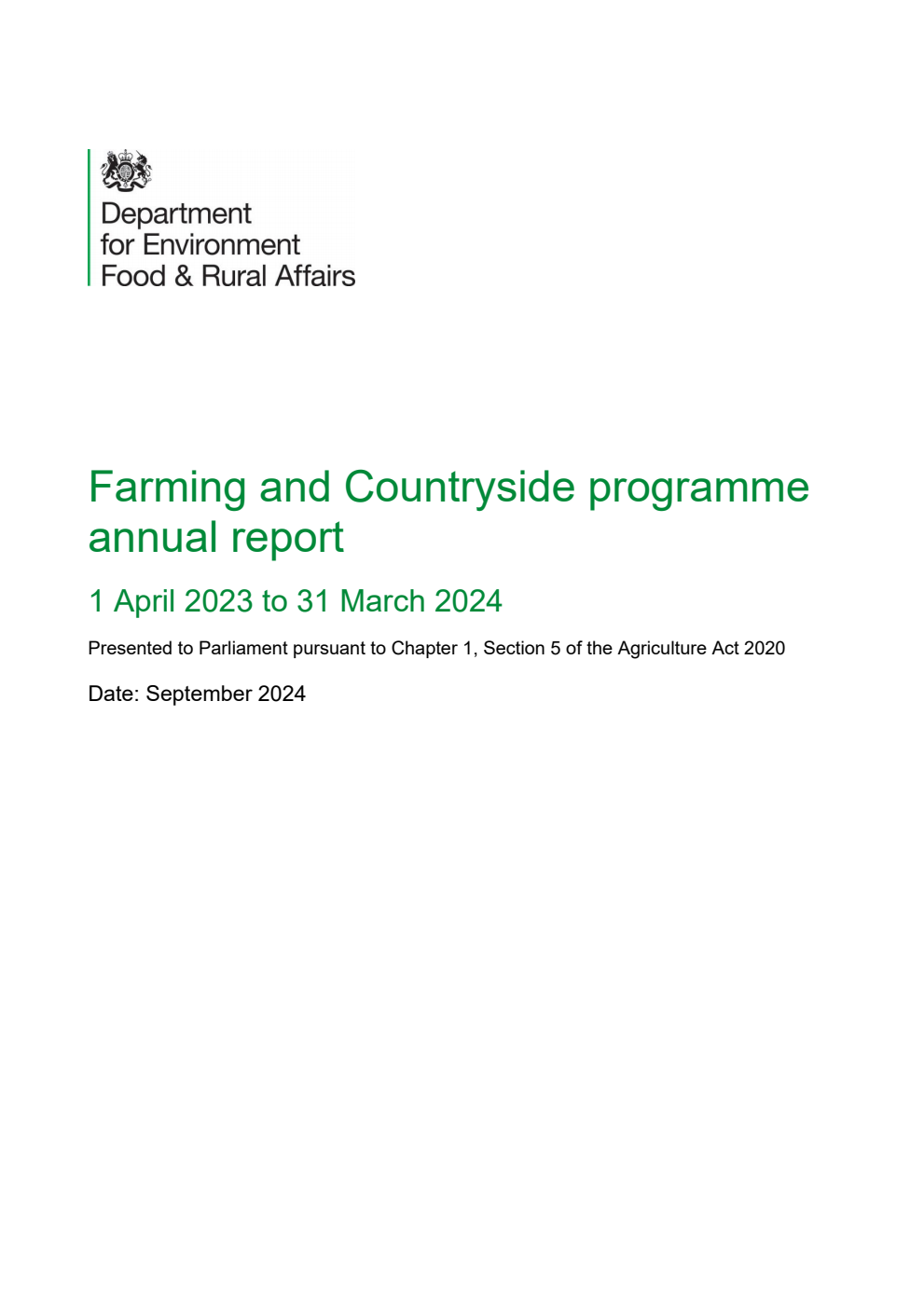 Farming and Countryside Programme annual report 1 April 2023 to 31 March 2024