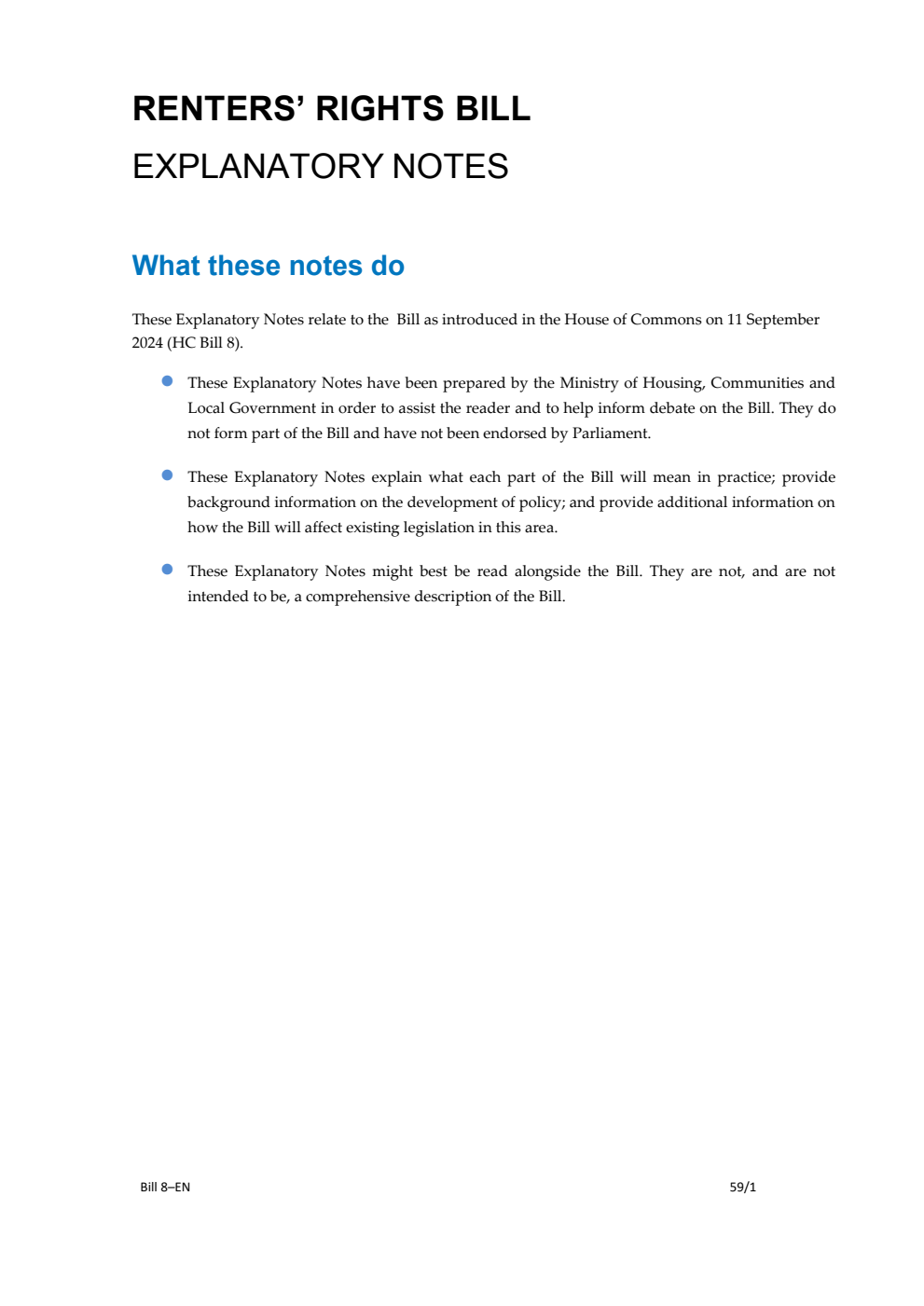 Renters' Rights Bill Explanatory Notes