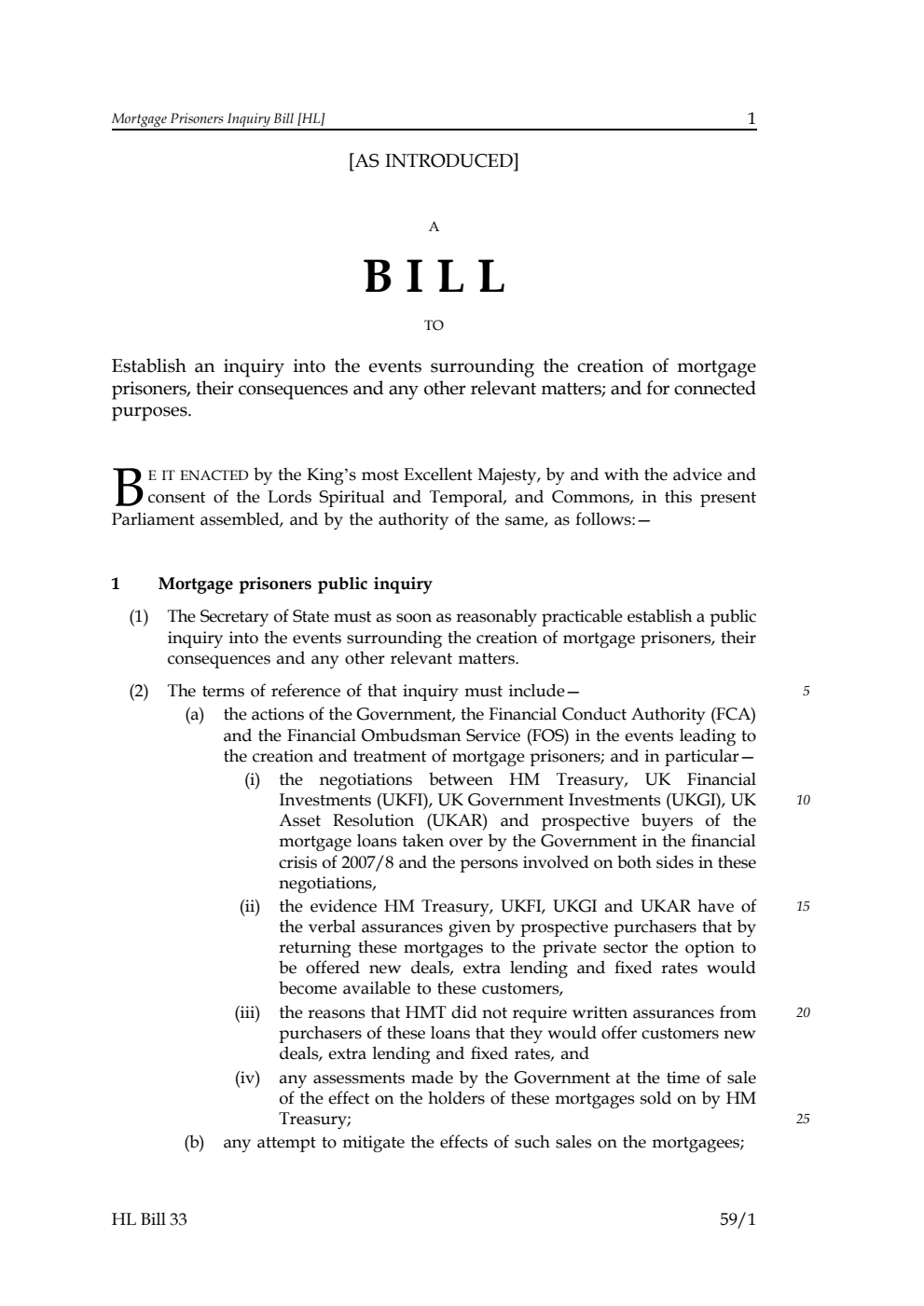 Mortgage Prisoners Inquiry Bill