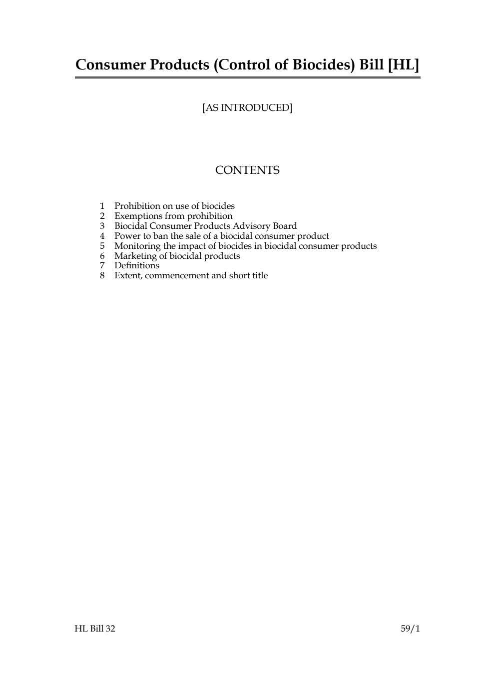 Consumer Products (Control of Biocides) Bill