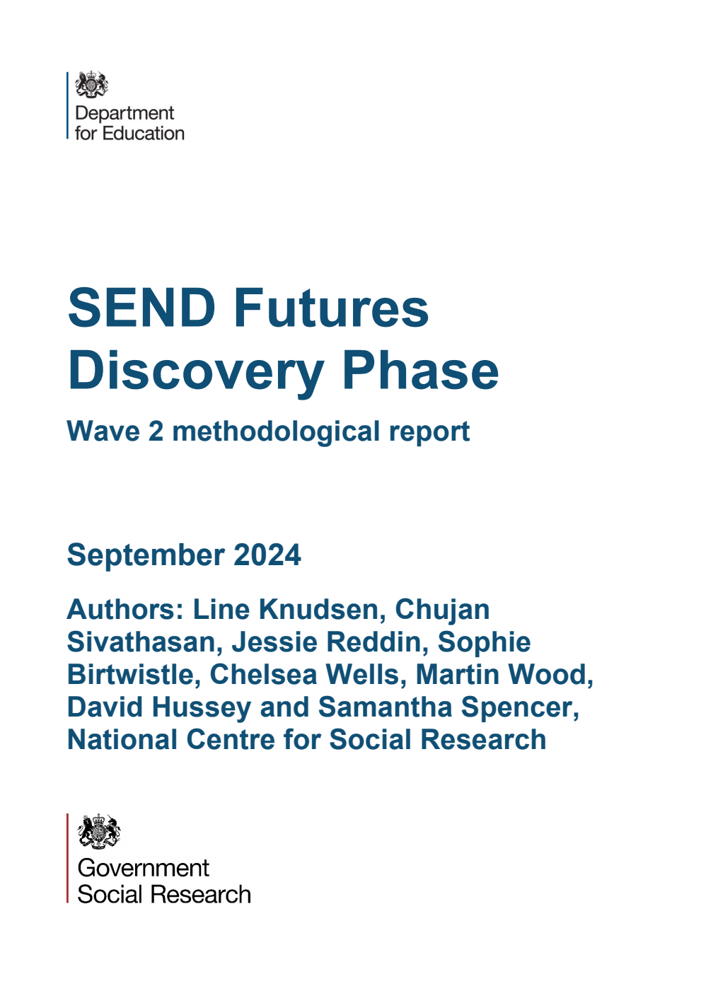 DFE-RR1431 SEND Futures Discovery Phase. Wave 2 methodological report. September 2024