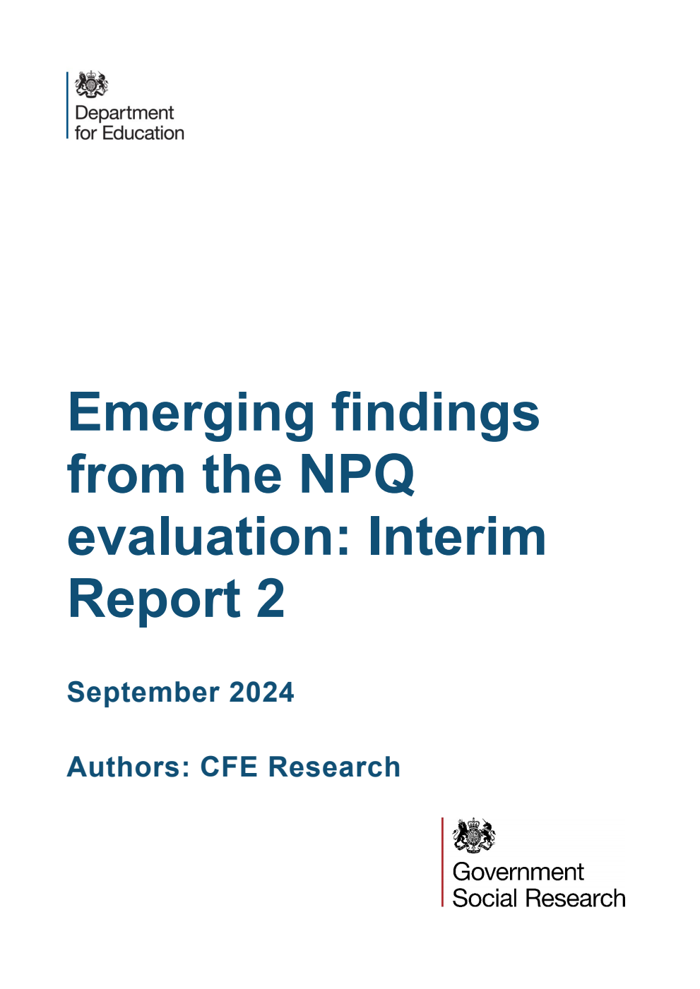 DFE-RR1426 Emerging findings from the NPQ evaluation: Interim Report 2. September 2024