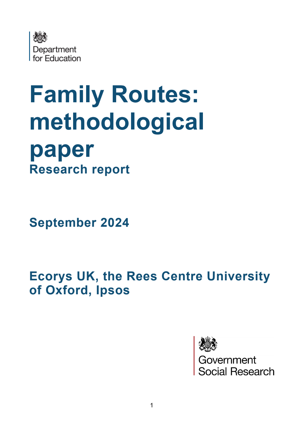 DFE-RR1427 Family Routes: methodological paper. Research report. September 2024