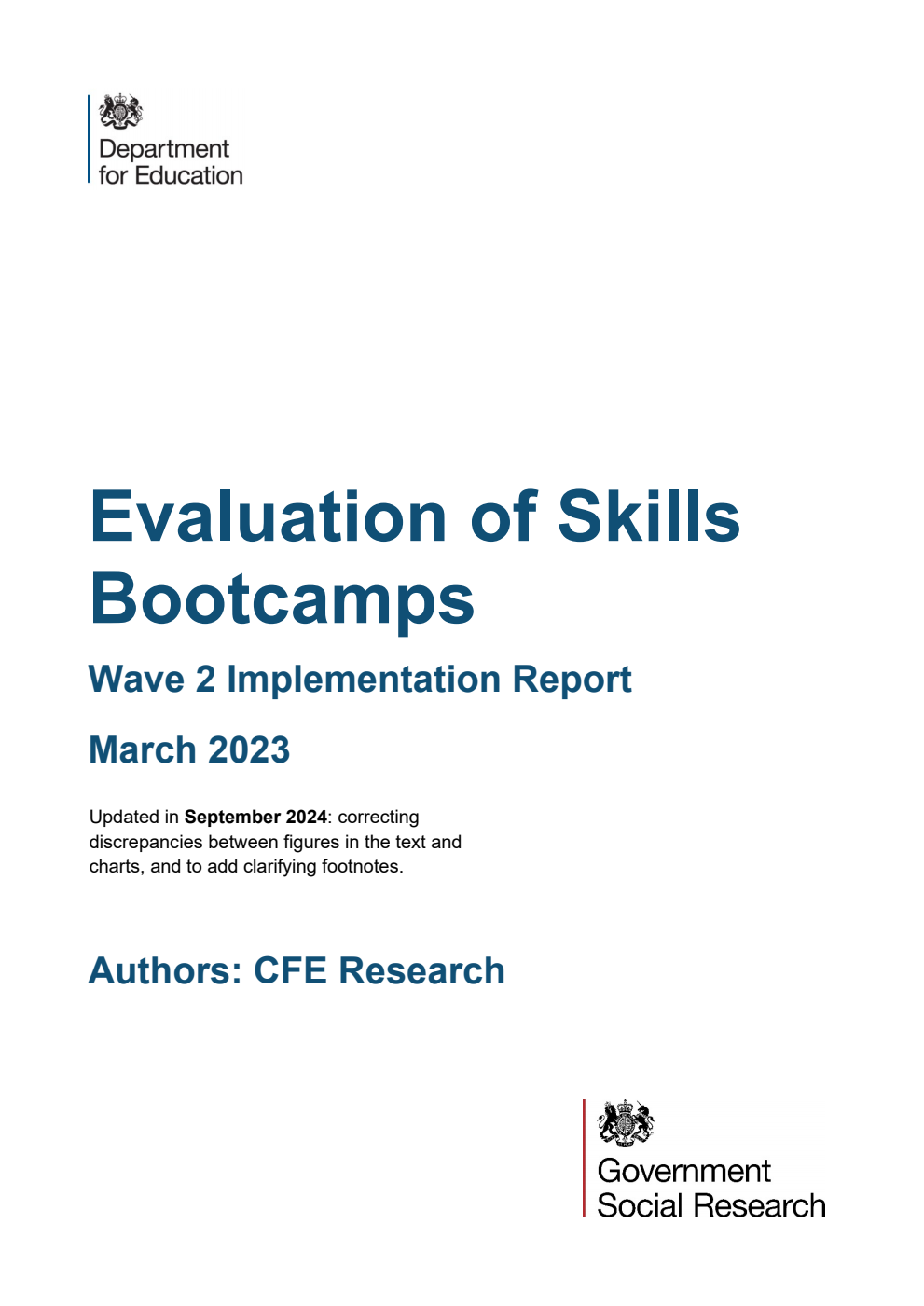 DFE-RR1342 Evaluation of Skills Bootcamps; Wave 2 Implementation Report. Updated in September 2024