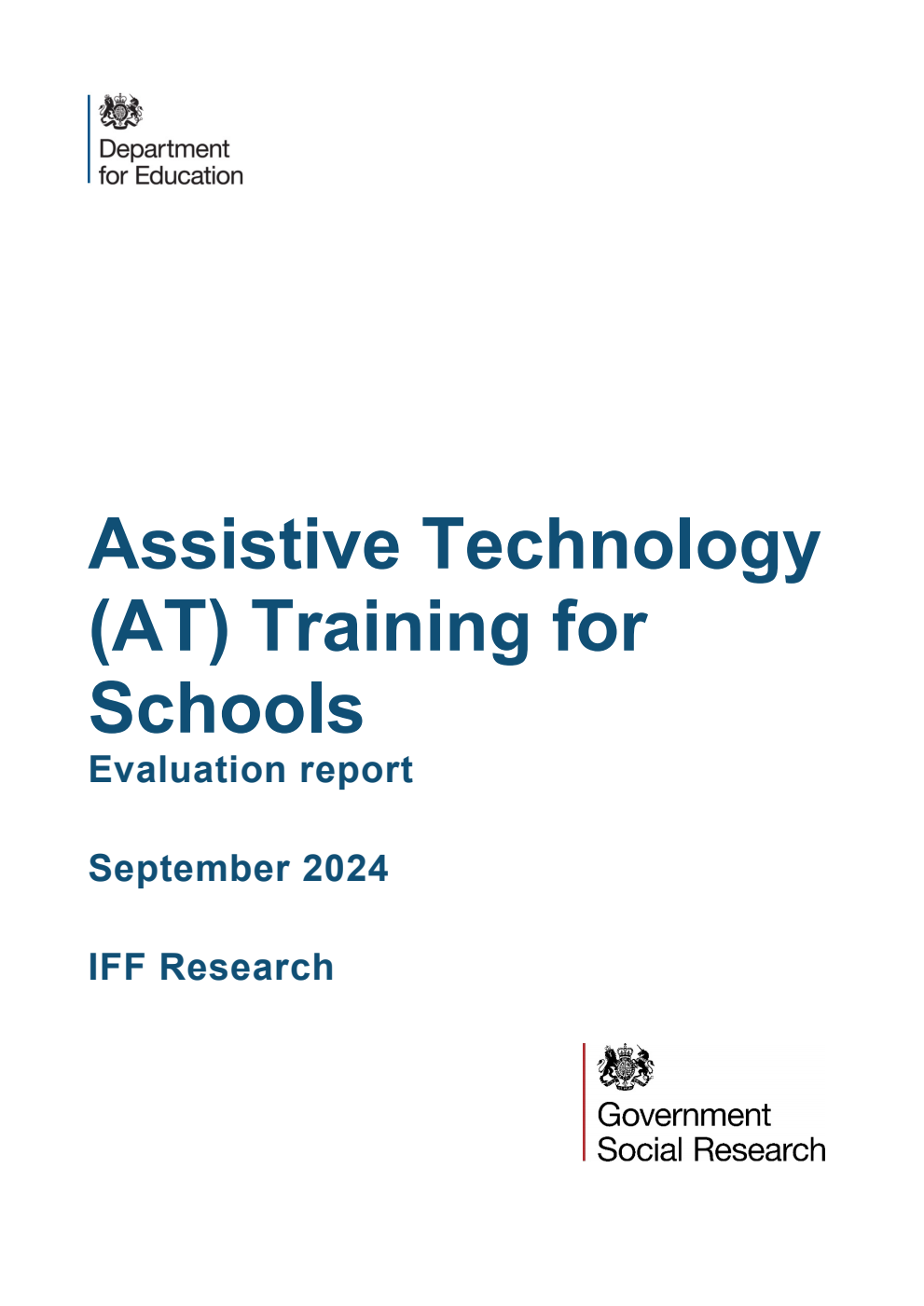 DFE-RR1446 Assistive Technology (AT) Training for Schools. Evaluation report. September 2024