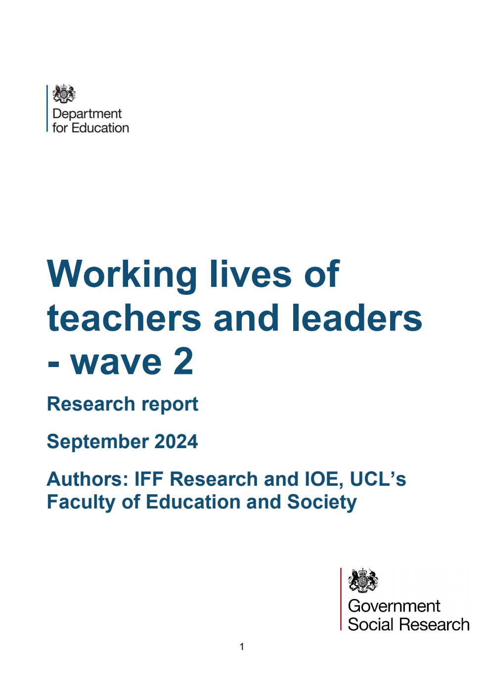 DFE-RR1403 Working lives of teachers and leaders - wave 2. Research report. September 2024