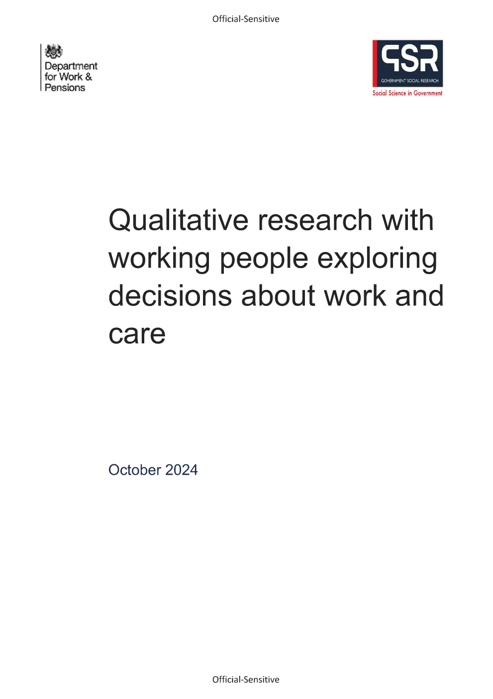 Research Report 92 Qualitative research with working people exploring decisions about work and care