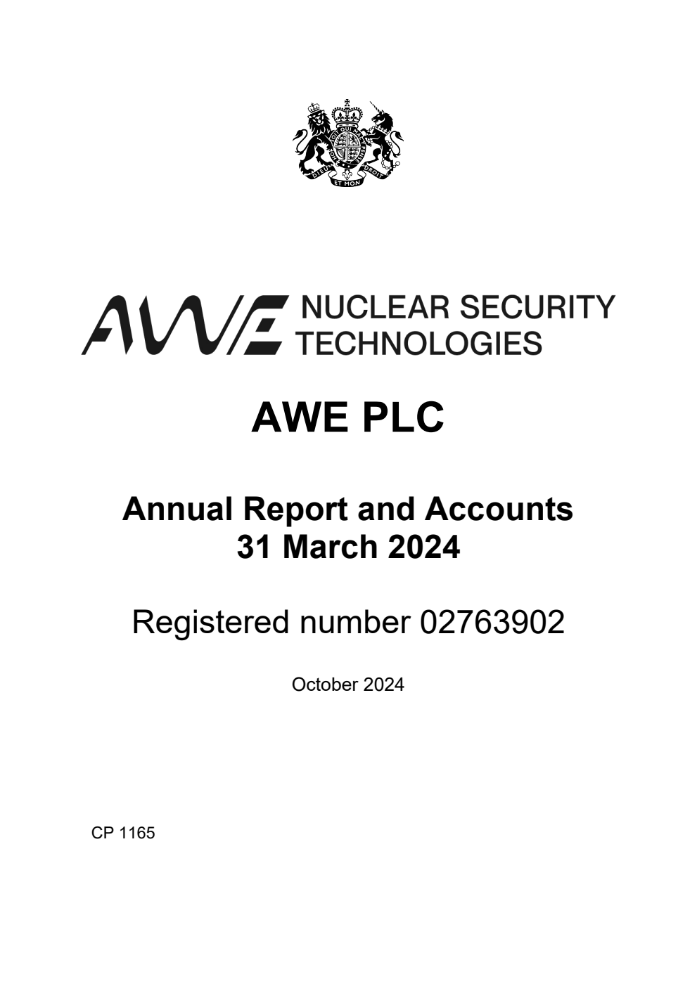 Atomic Weapons Establishment (AWE PLC) Annual Report and Accounts 31 March 2024