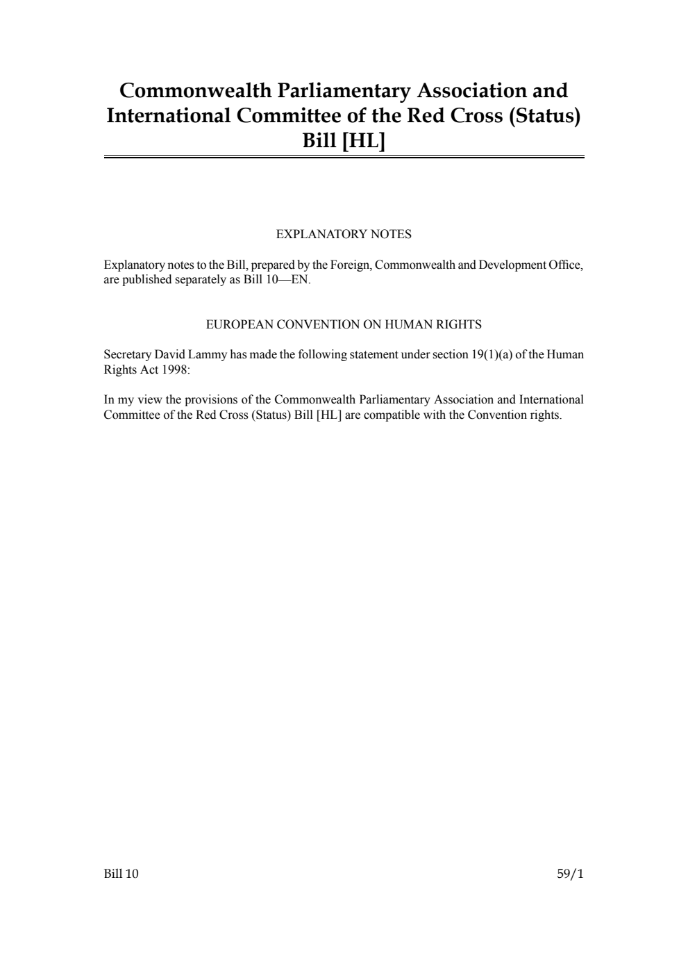 Commonwealth Parliamentary Association and International Committee of the Red Cross (Status) Bill [as brought from the Lords]