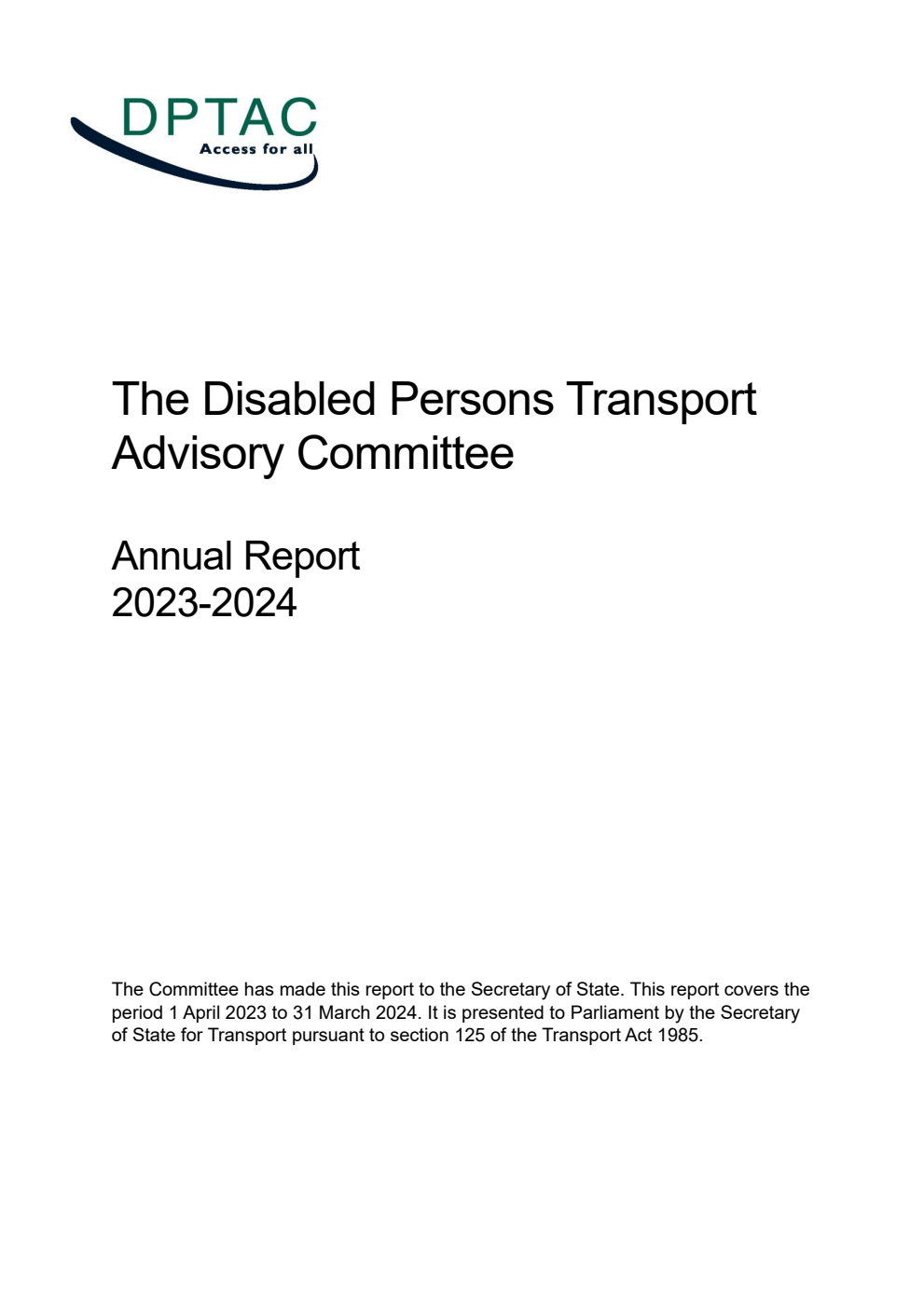 The Disabled Persons Transport Advisory Committee Annual Report 2023-2024