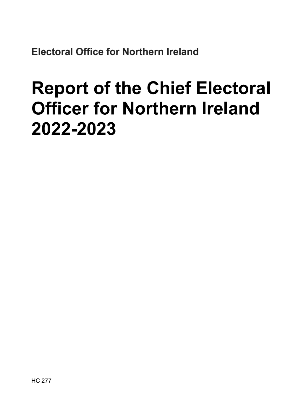 Report of the Chief Electoral Officer for Northern Ireland 2022-2023