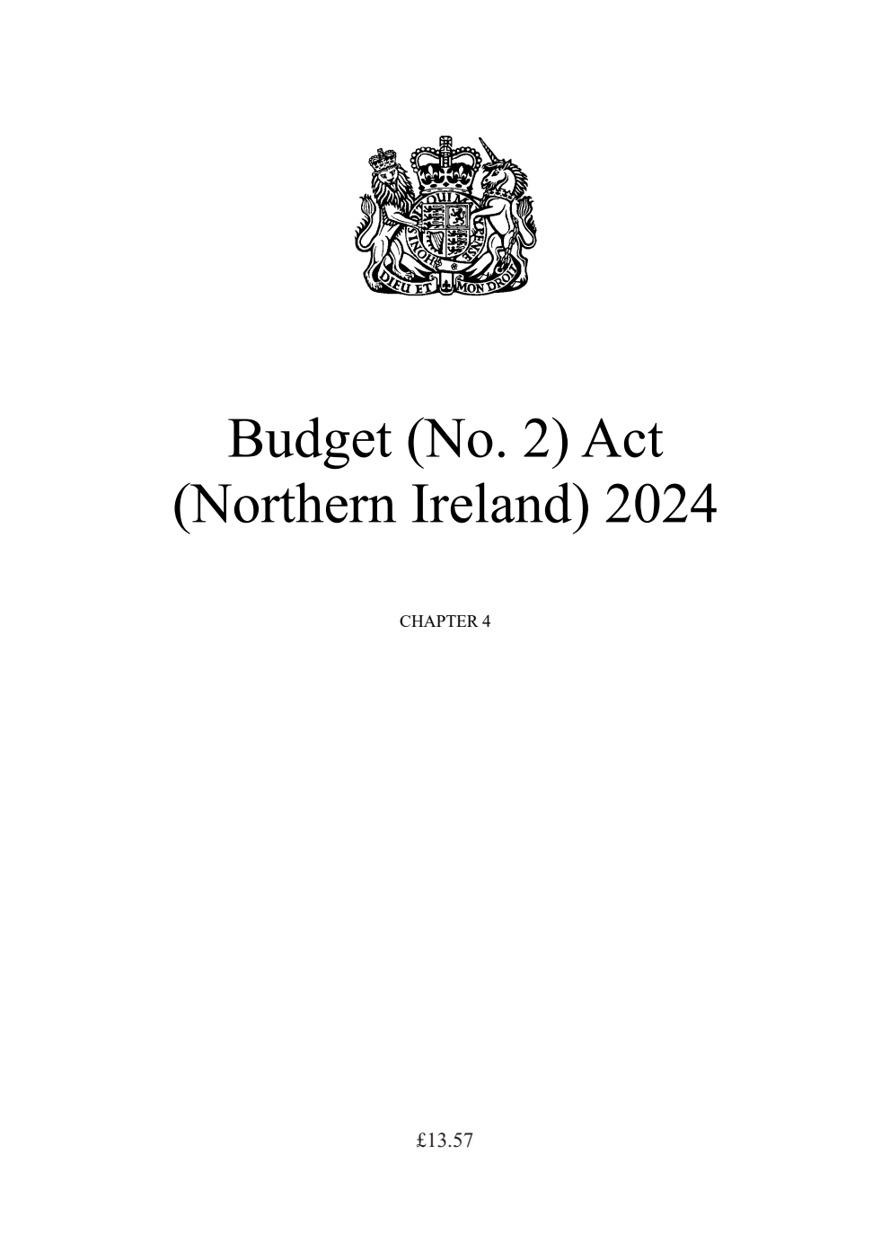 Budget (No. 2) Act (Northern Ireland) 2024