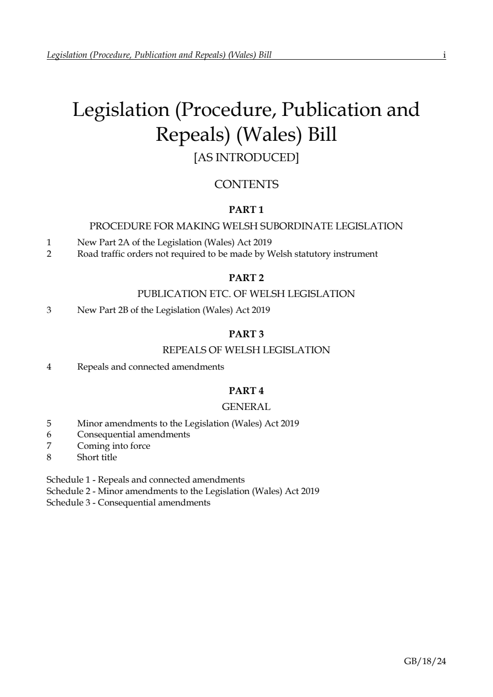 Legislation (Procedure, Publication and Repeals) (Wales) Bill