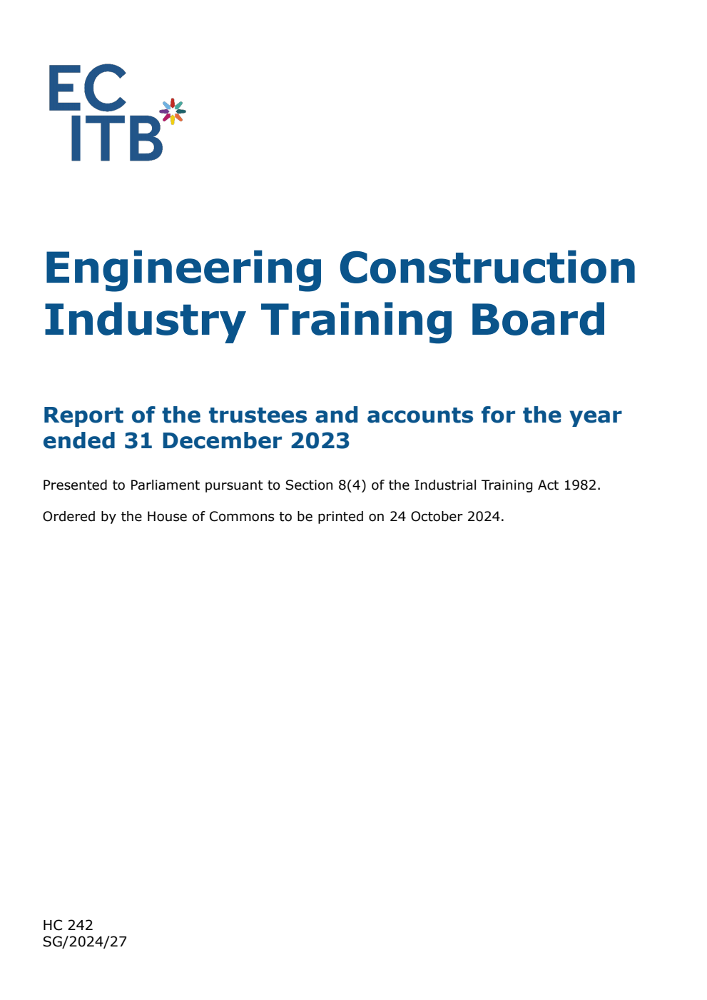 Engineering Construction Industry Training Board Report of the trustees and accounts for the year ended 31 December 2023