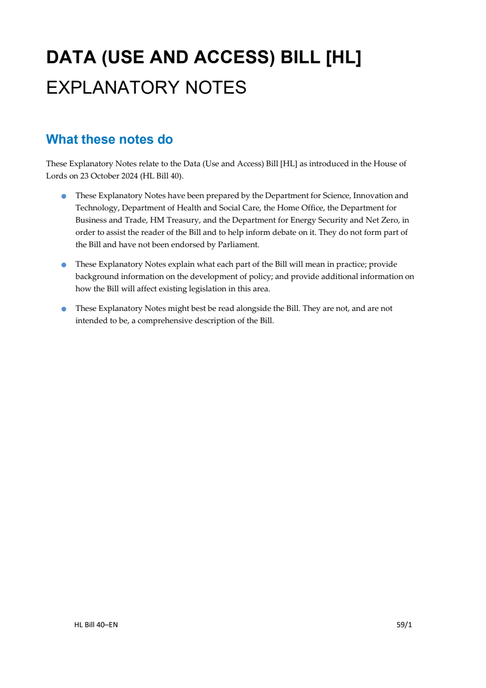 Data (Use and Access) Bill Explanatory Notes