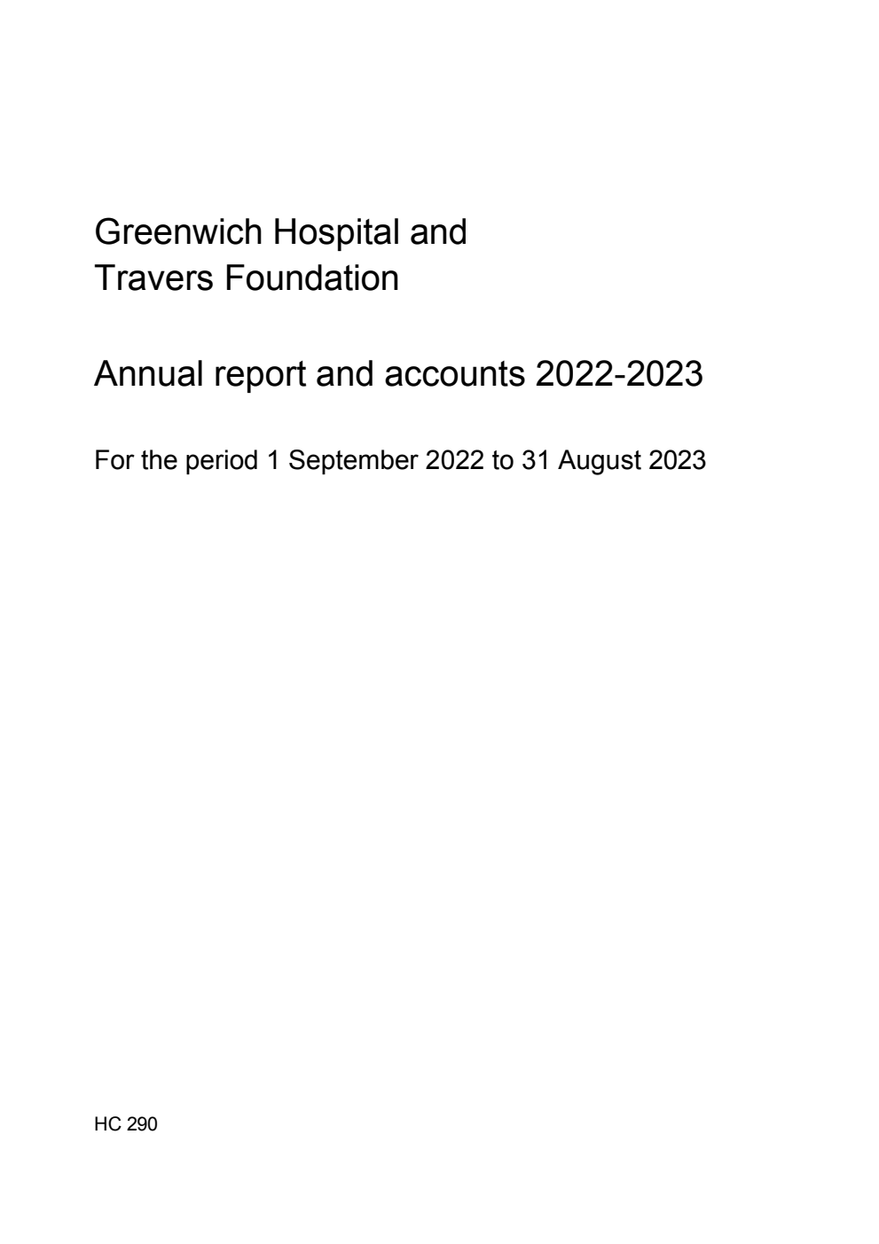 Greenwich Hospital and Travers Foundation Annual report and accounts 2022-2023 for the period 1 September 2022 to 31 August 2023