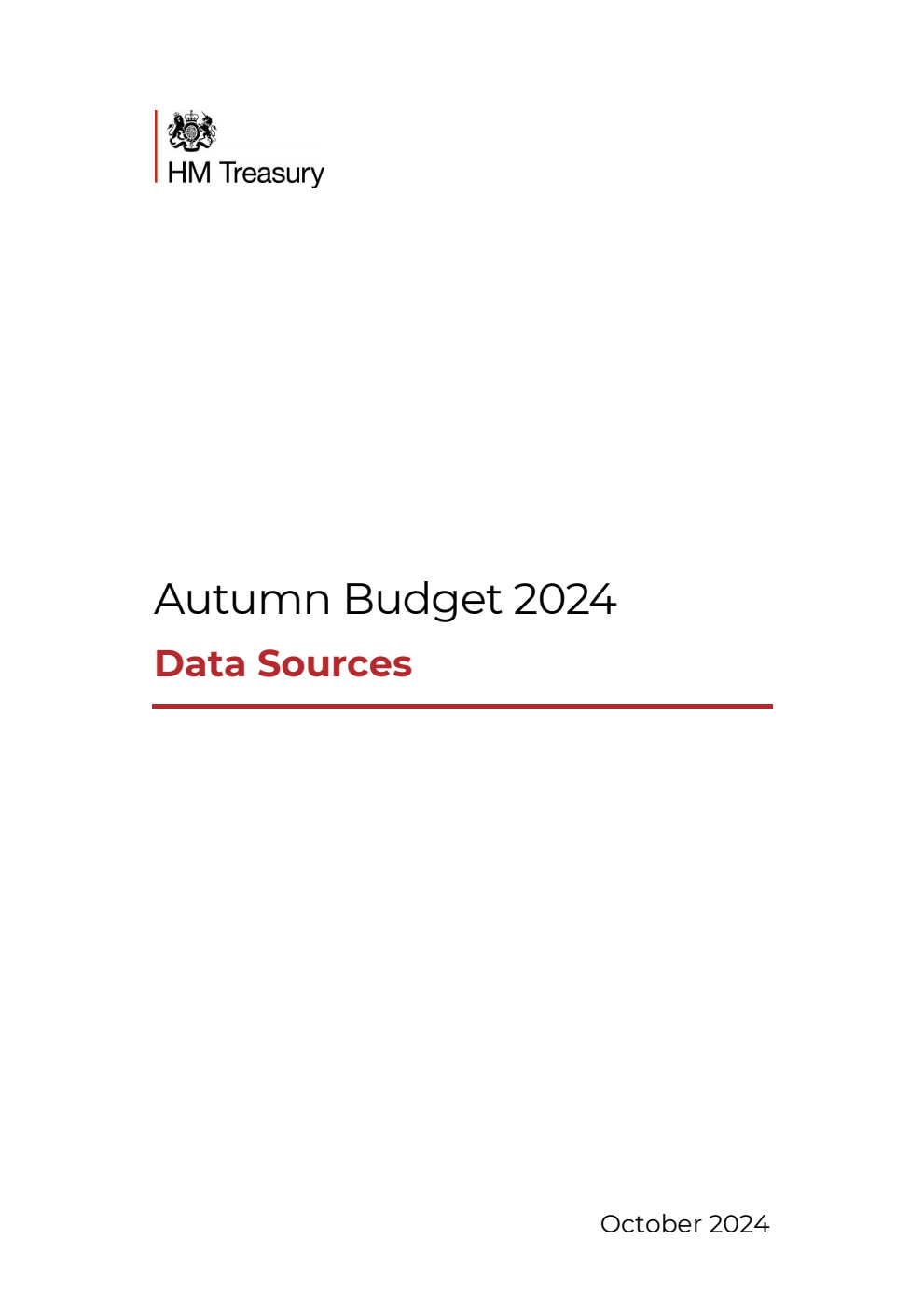 Autumn Budget 2024 Data Sources