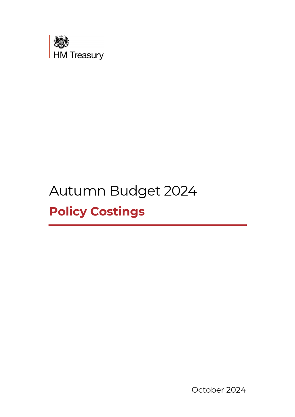 Autumn Budget 2024 Policy Costings