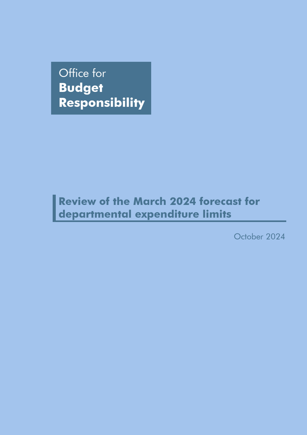 Review of the March 2024 forecast for departmental expenditure limits October 2024