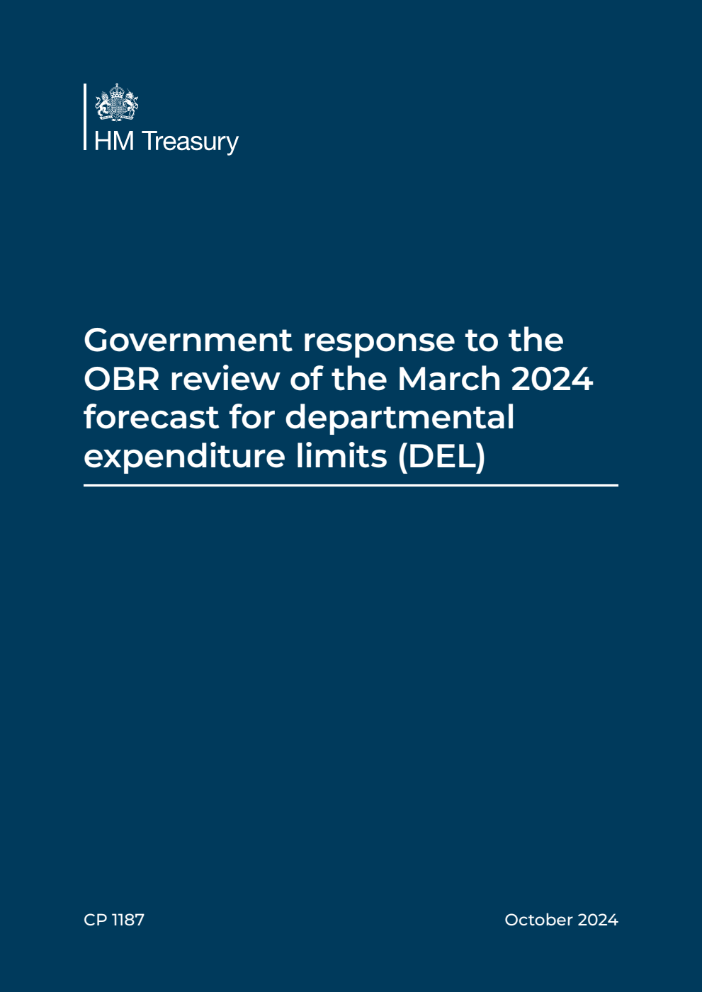 Government response to the OBR review of the March 2024 forecast for departmental expenditure limits (DEL)