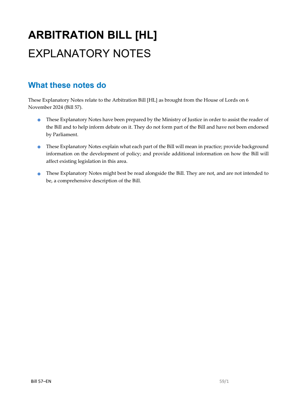 Arbitration Bill Explanatory Notes