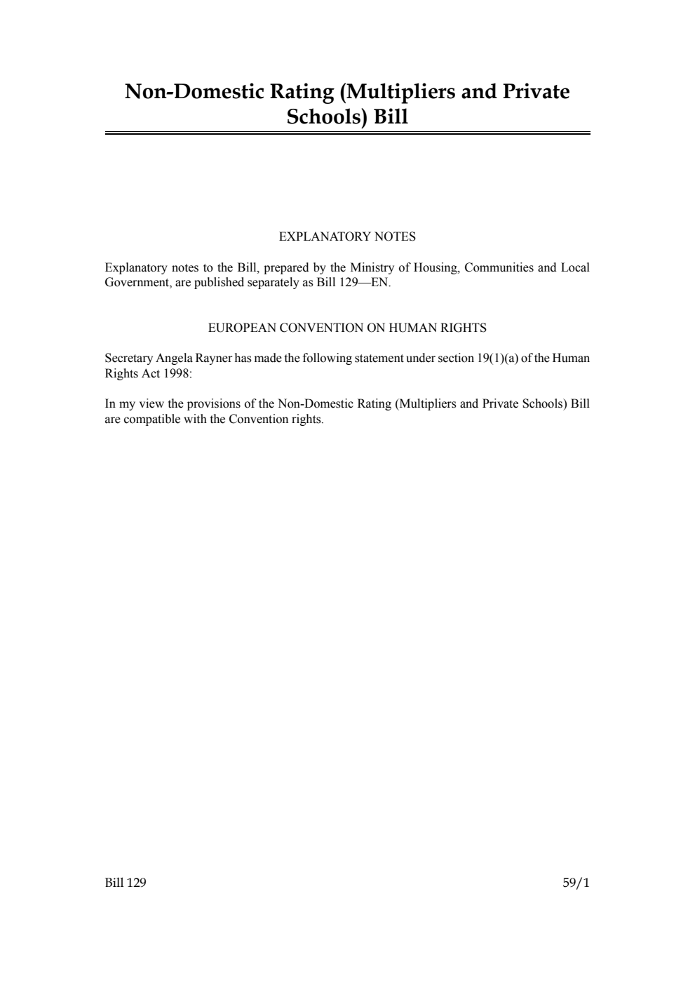 Non-Domestic Rating (Multipliers and Private Schools) Bill