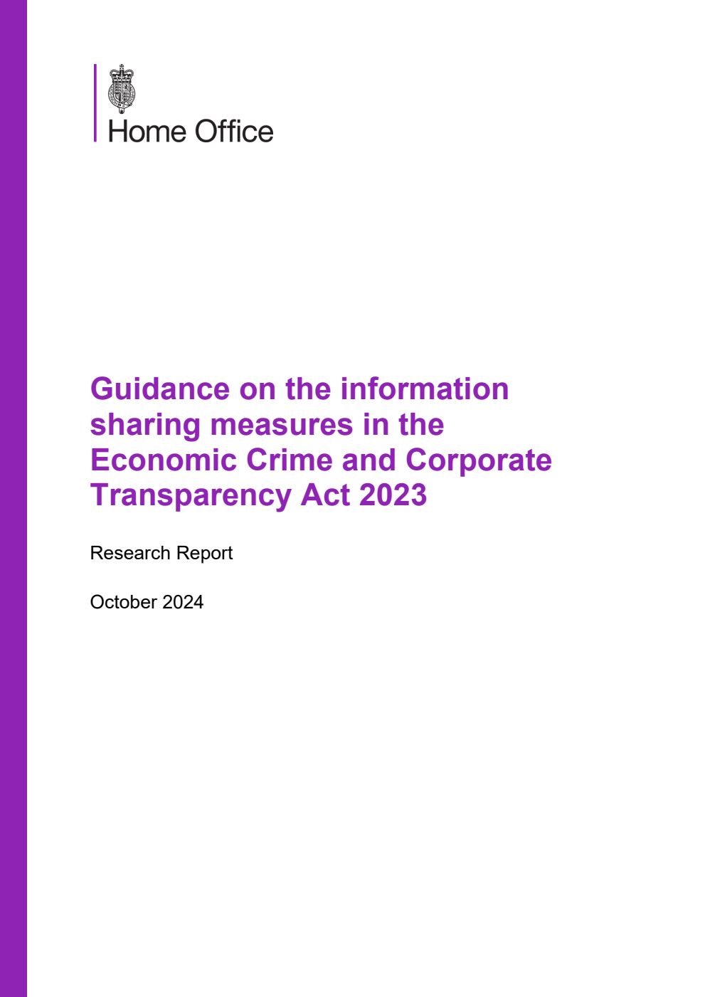 Home Office Research Report Guidance on the information sharing measures in the Economic Crime and Corporate Transparency Act 2023